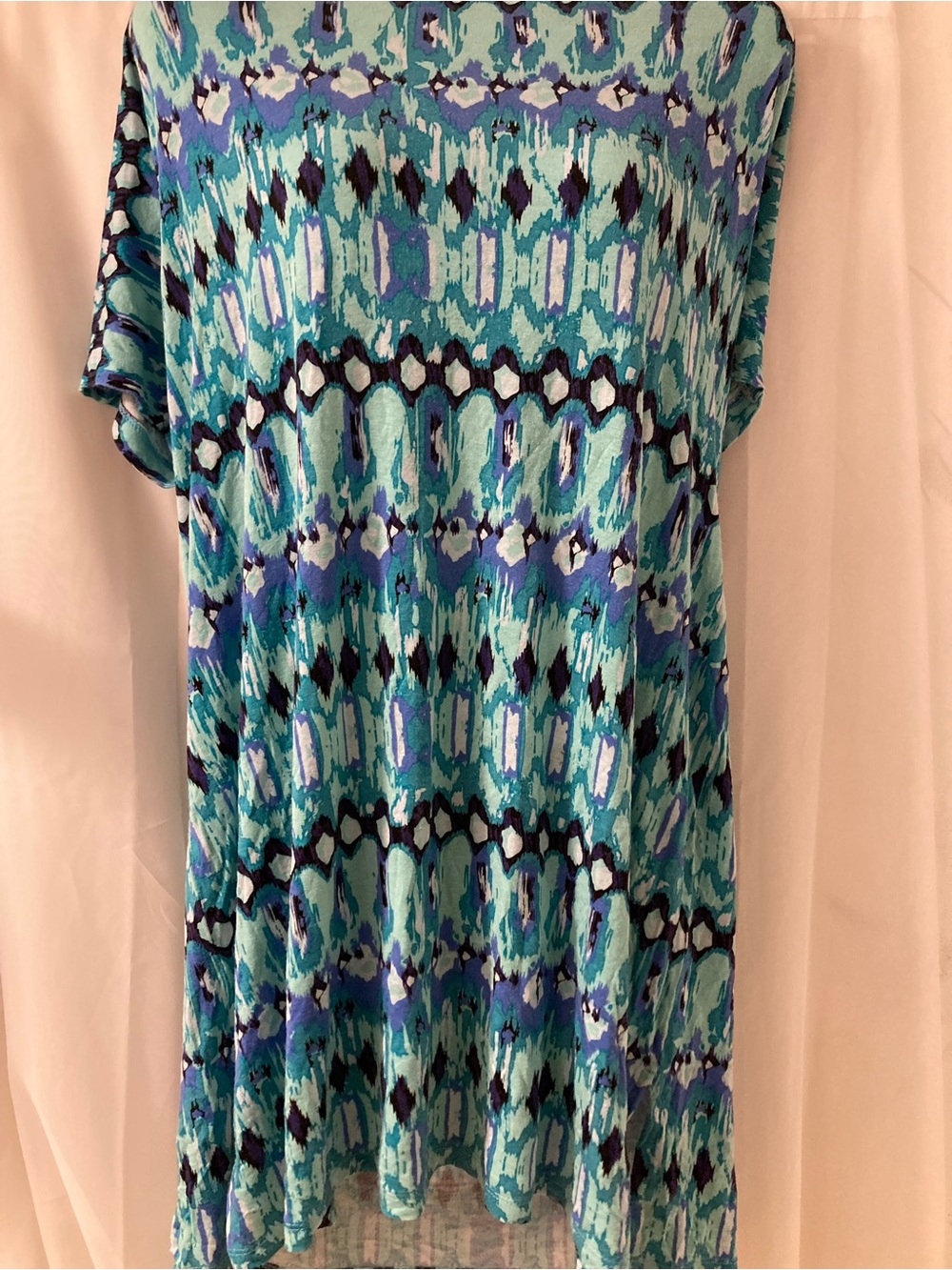 Addition Elle 2X Blue Abstract Print Swing Dress Plus Size Boho